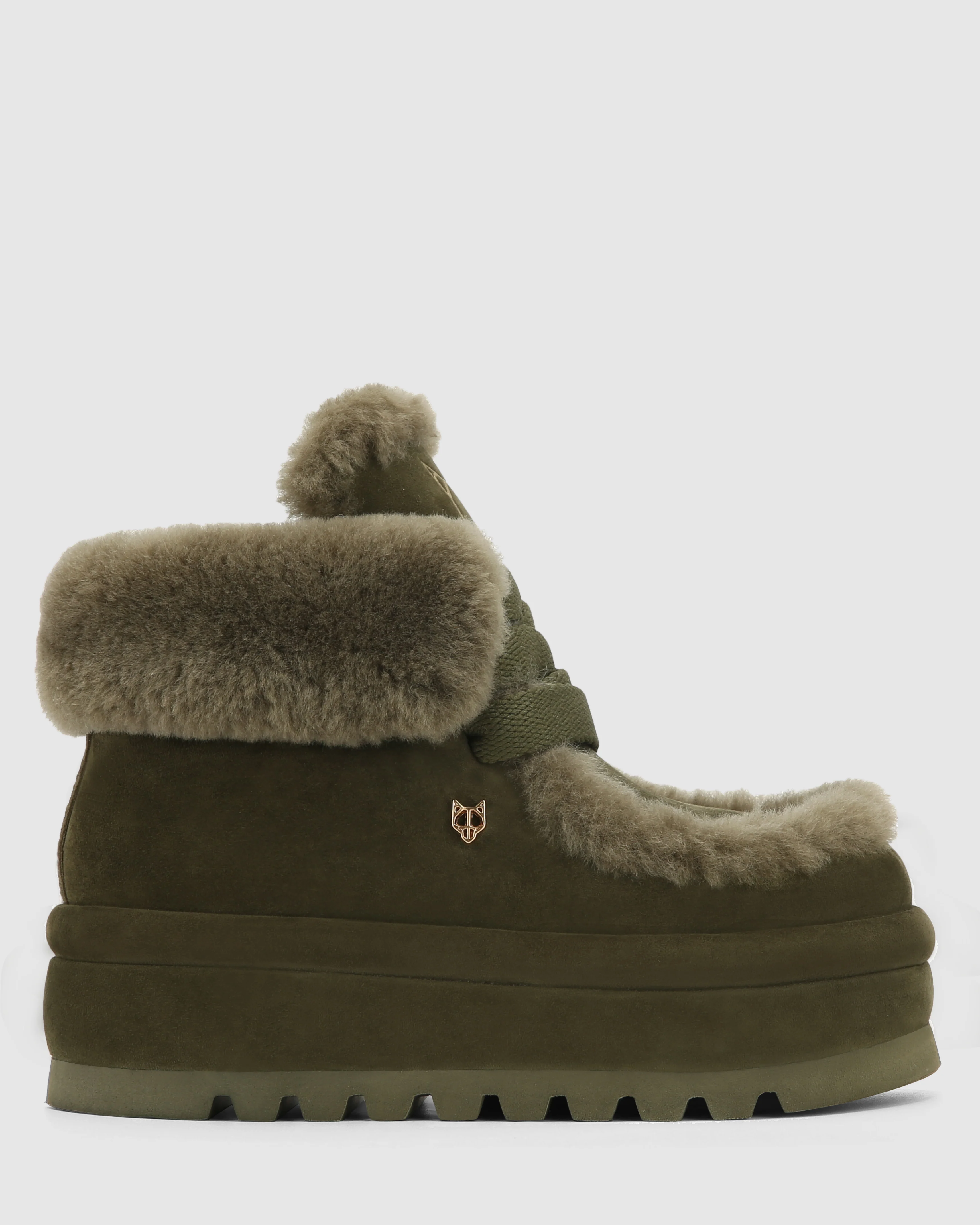 Bambi Dark Olive Suede/Shearling