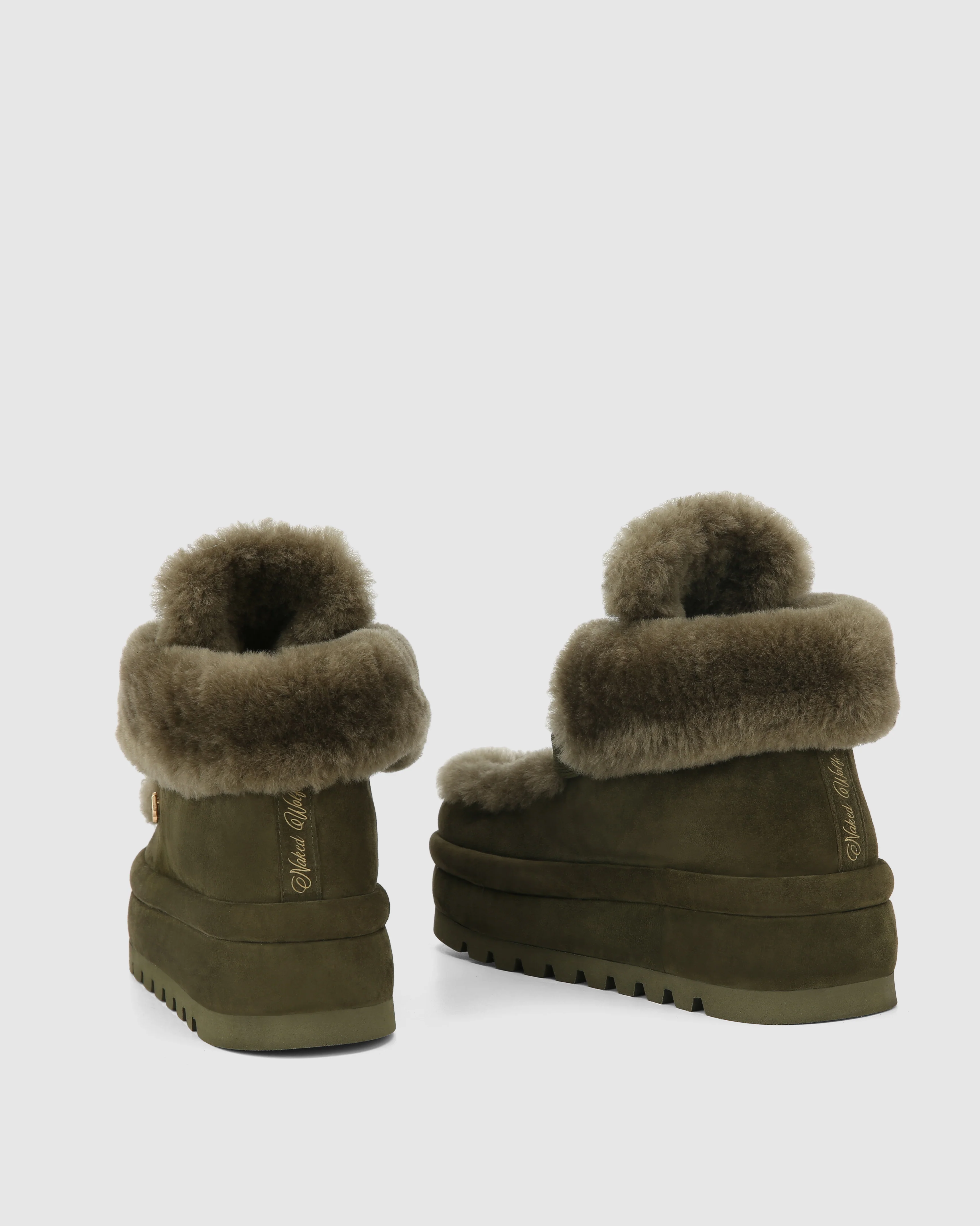 Bambi Dark Olive Suede/Shearling - Image 3